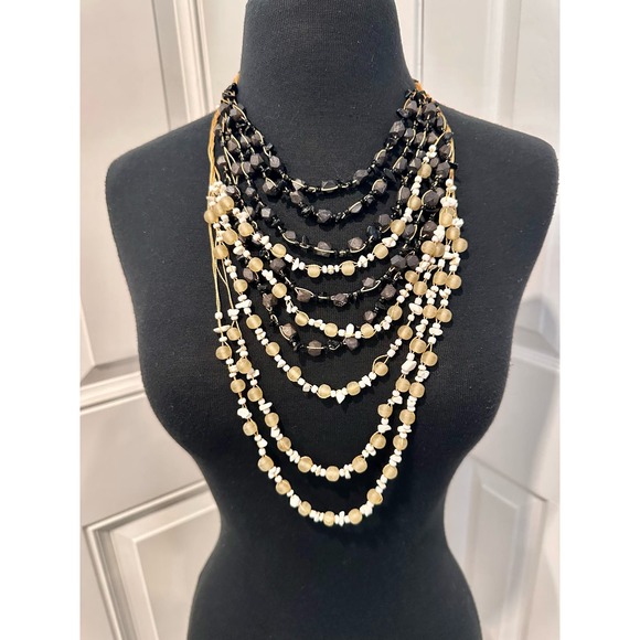 2 Boho Graduated Multi-Strand Beads on Cord Necklaces Wear Together or Separate - Picture 4 of 10